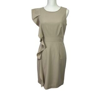 Calvin Klein Women’s Business Career Dress Sz 6 Taupe Color Sleeveless Stretch